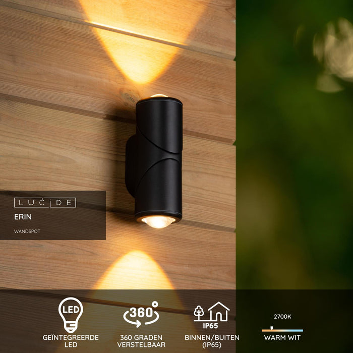 Lucide ERIN Wandspot - Zwart