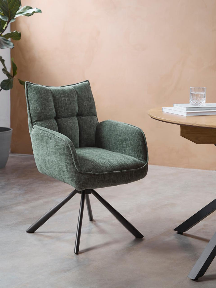 Giga Living - Eetkamerstoel Donkergroen Stof - Select Marilla - Set van 2