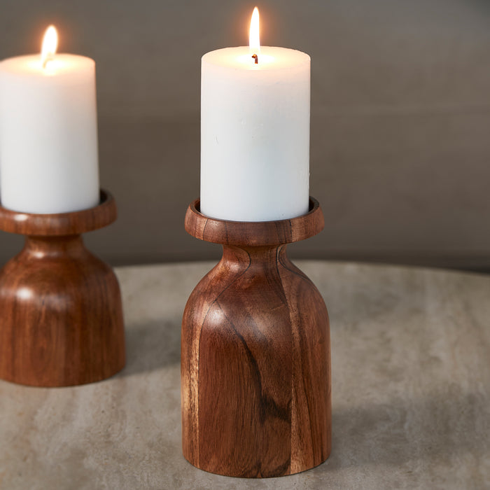 Riviera Maison Kandelaar Bruin - Jake Kaarsenhouder maat L - Hout