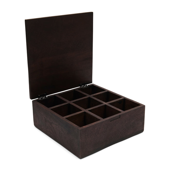 Riviera Maison Theedoos 9 vaks Bruin - RM Belmar Decoratieve theebox