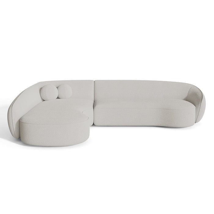 Off-white bouclette stof linker hoekbank 290cm