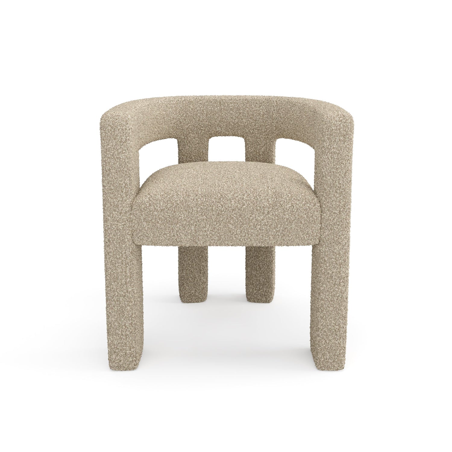 Taupe bouclé eetkamerstoel