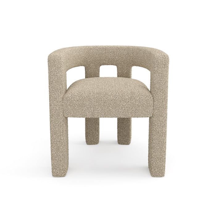 Taupe bouclé eetkamerstoel