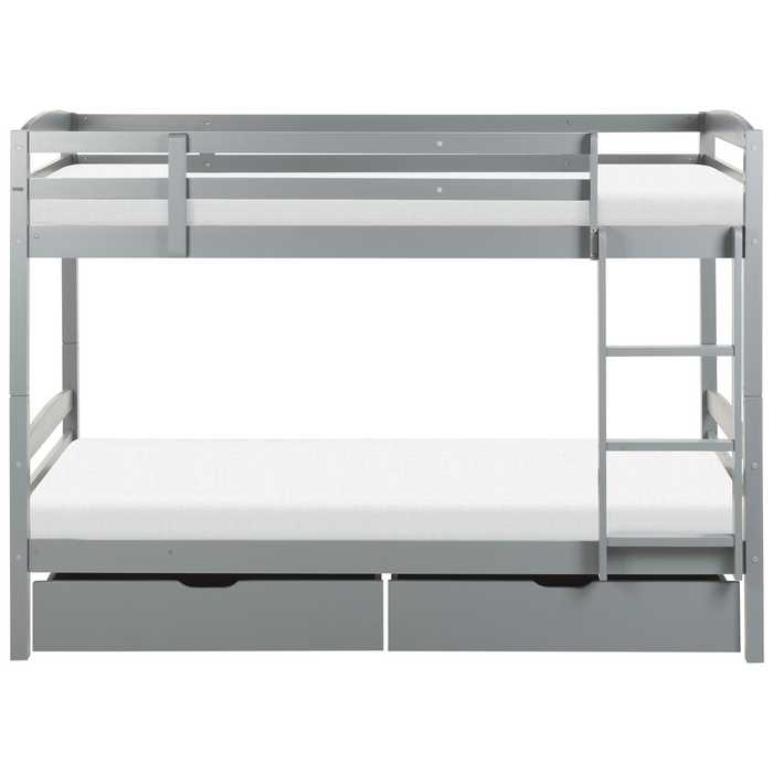 Beliani-REGAT-Stapelbed met opbergruimte-Grijs-90 x 200-Grenenhout