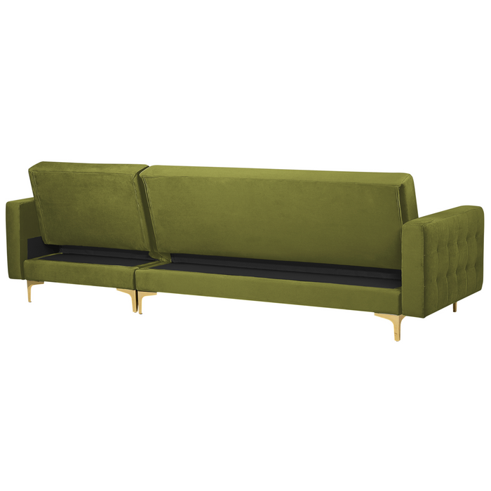 Beliani-ABERDEEN-Hoekslaapbank-Olijfgroen-Linkerzijde-267 cm-Fluweel