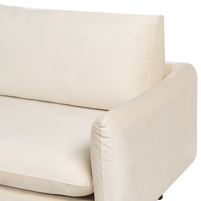 Beliani - VINTERBRO - Hoekbank - Lichtbeige - Rechtszijdig - Fluweel