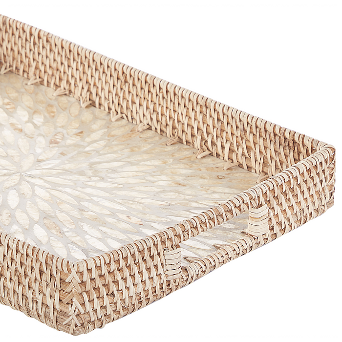 Beliani - NDEBELE - Dienblad - Lichtgrijs - Rotan