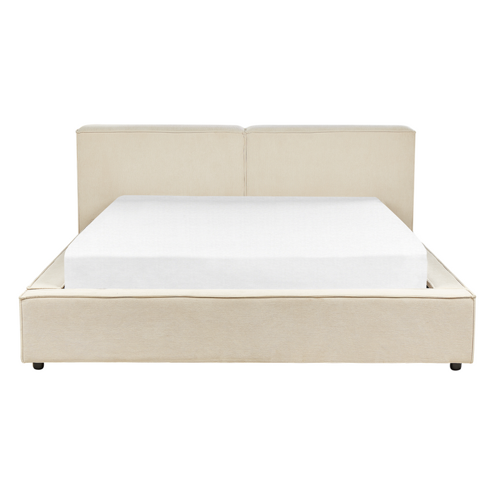 Beliani - LINARDS - Bed - Beige - 160 x 200 cm - Corduroy
