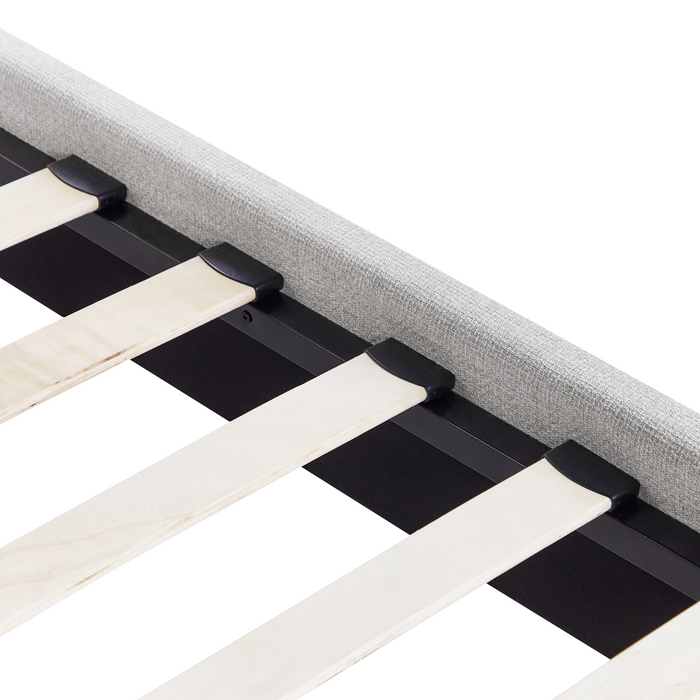 Beliani-ROANNE -Tweepersoonsbed-Lichtgrijs-160 x 200 cm-Polyester