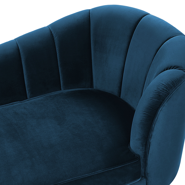 Beliani-ALLIER-Chaise longue-Marineblauw-Rechterzijde-Fluweel