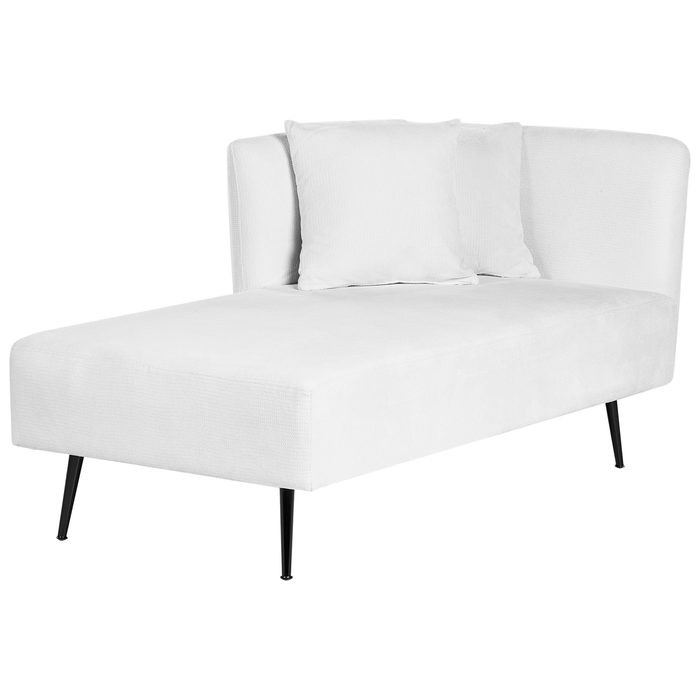 Beliani - RIOM - Chaise longue - Gebroken wit - Rechtszijdig - Stof