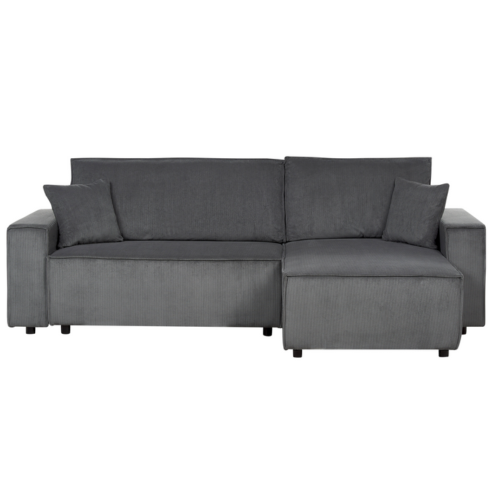 Beliani - ABACKA - Slaapbank - Grafietgrijs - Linkszijdig - Corduroy