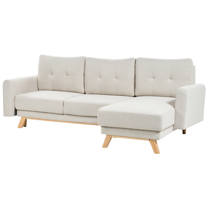 Beliani - SIRO - Slaapbank - Lichtbeige - Linkszijdig - Polyester