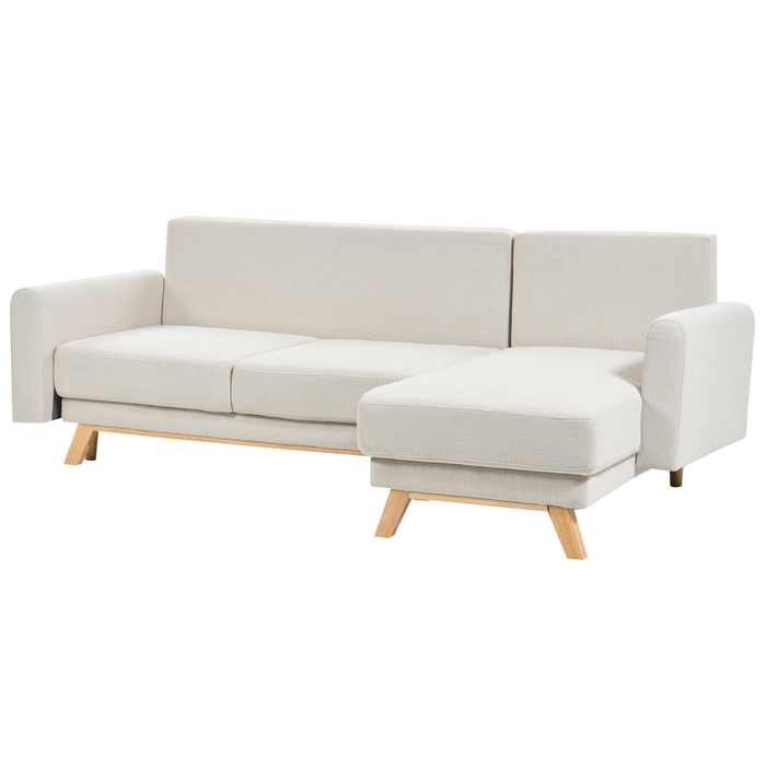 Beliani - SIRO - Slaapbank - Lichtbeige - Linkszijdig - Polyester