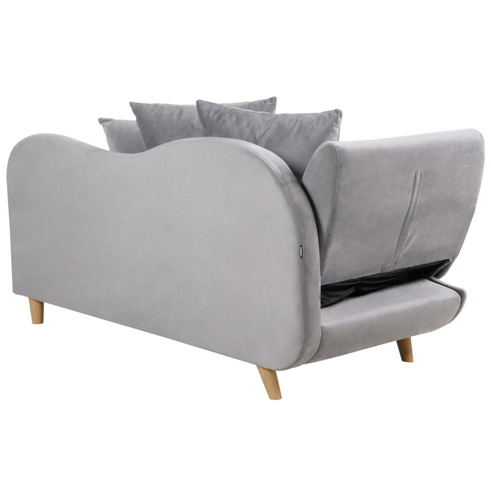 Beliani-MERI II-Chaise longue opberg-Lichtgrijs-Linkerzijde-Fluweel