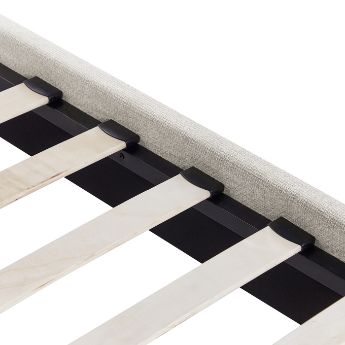 Beliani-ROANNE-Tweepersoonsbed-Lichtbeige-160 x 200 cm-Polyester