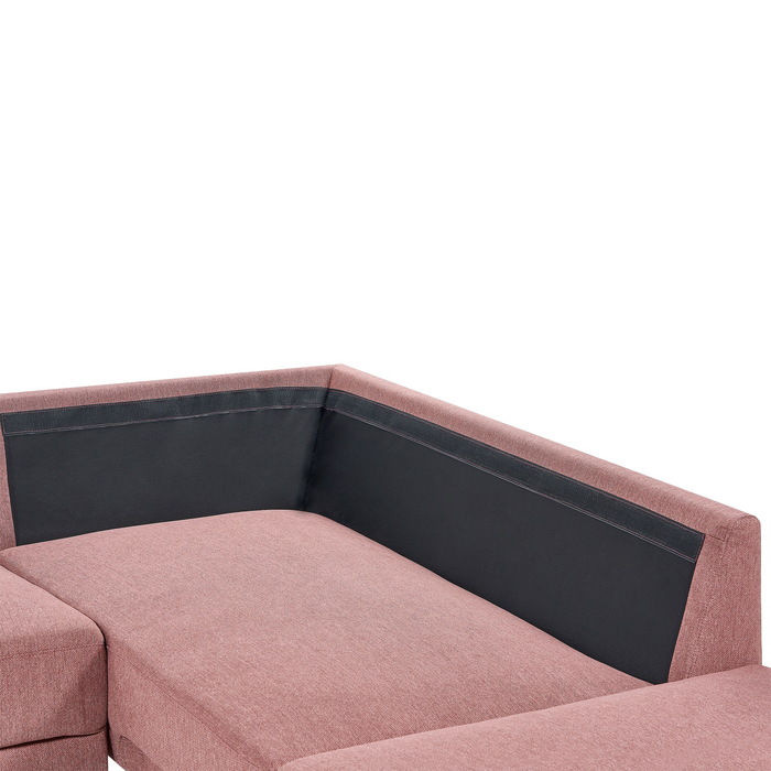 Beliani - BREDA - Hoekbank 4-zits - Oudroze - Linkszijdig - Polyester