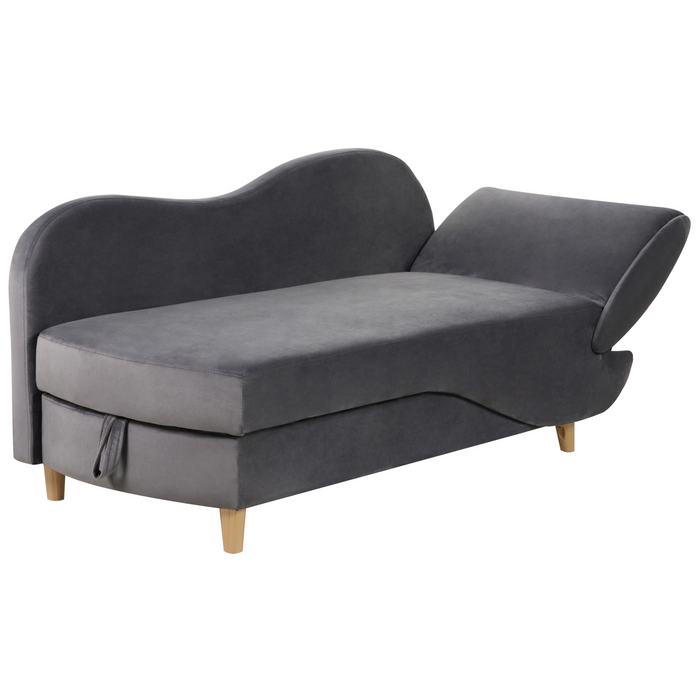 Beliani-MERI II-Chaise longue opberg-Donkergrijs-Rechterzijde-Fluweel