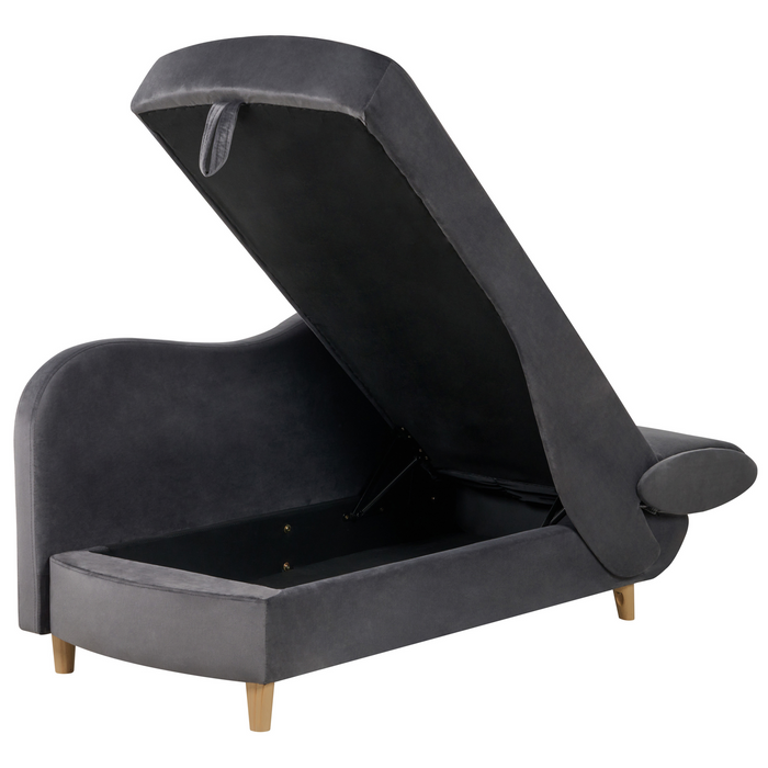 Beliani-MERI II-Chaise longue opberg-Donkergrijs-Rechterzijde-Fluweel