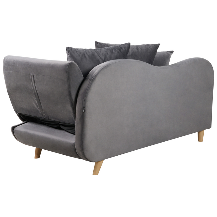 Beliani-MERI II-Chaise longue opberg-Donkergrijs-Rechterzijde-Fluweel