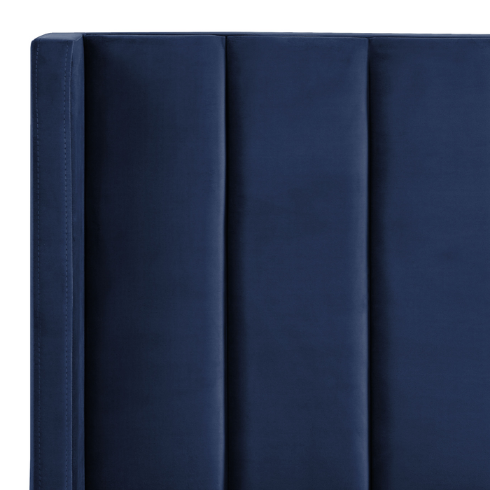 Beliani-VILLETTE-Tweepersoonsbed-Marineblauw-160 x 200 cm-Fluweel