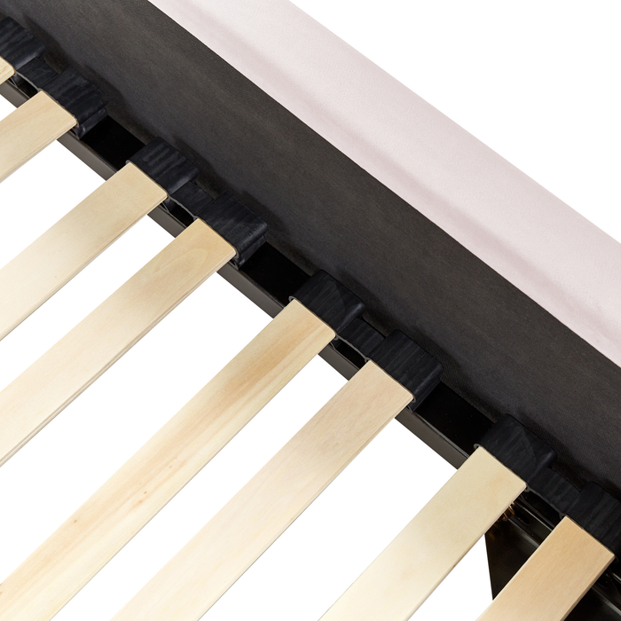 Beliani - METZ - Eenpersoonsbed - Pastelroze - 90 x 200 cm - Fluweel