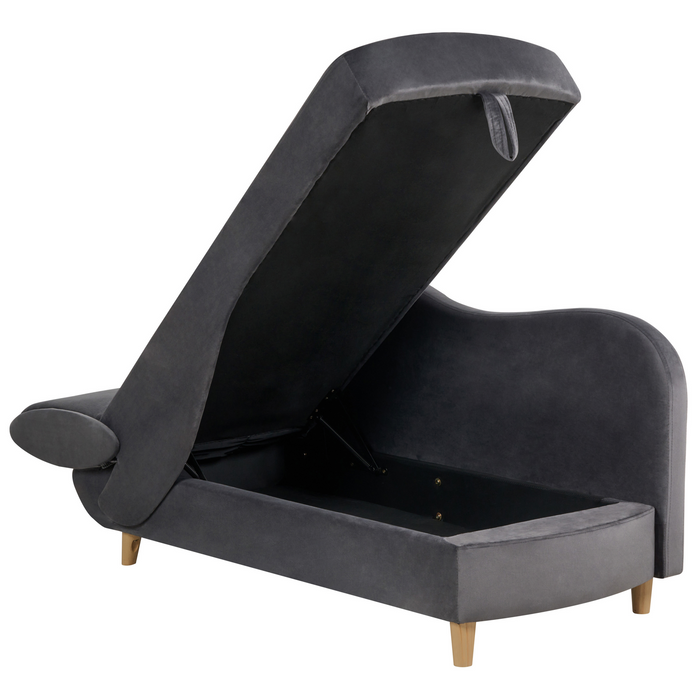 Beliani-MERI II-Chaise longue opberg-Donkergrijs-Linkerzijde-Fluweel