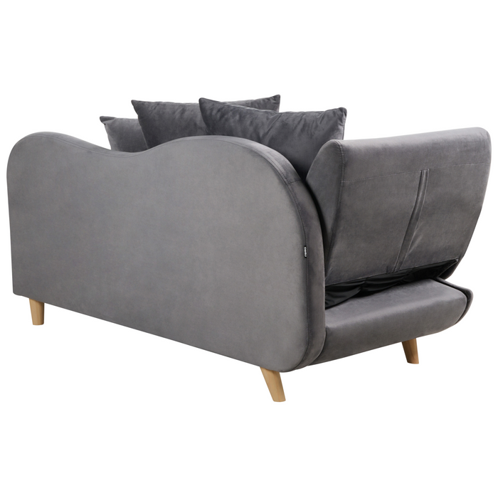 Beliani-MERI II-Chaise longue opberg-Donkergrijs-Linkerzijde-Fluweel