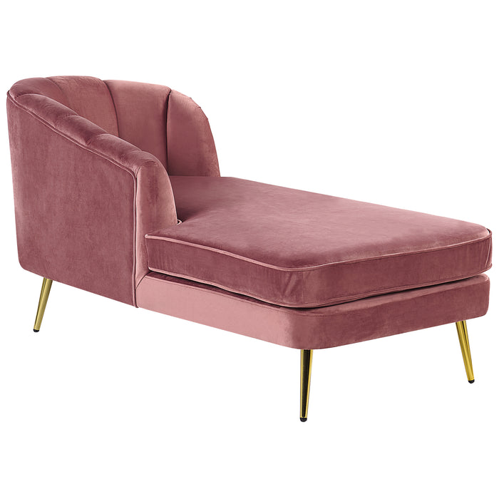 Beliani - ALLIER - Chaise longue - Roze - Rechterzijde - Fluweel
