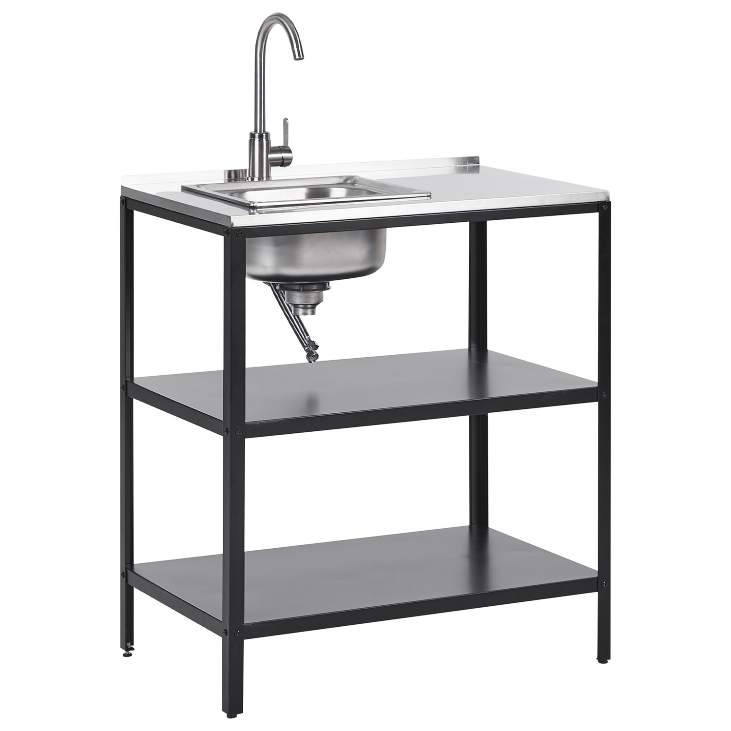 Beliani-VILAMA-Buitenkeuken met spoelbak-Zwart-80x50x92 cm-Staal