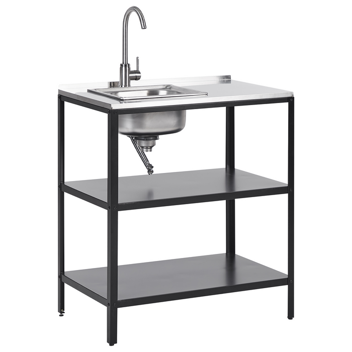Beliani-VILAMA-Buitenkeuken met spoelbak-Zwart-80x50x92 cm-Staal