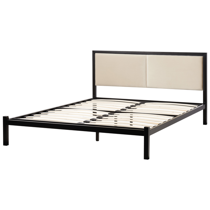 Beliani-CLAMART-Tweepersoonsbed-Lichtbeige-140 x 200 cm-Metaal