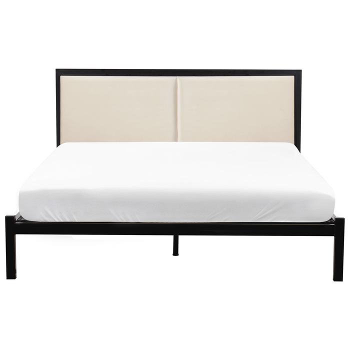 Beliani-CLAMART-Tweepersoonsbed-Lichtbeige-140 x 200 cm-Metaal