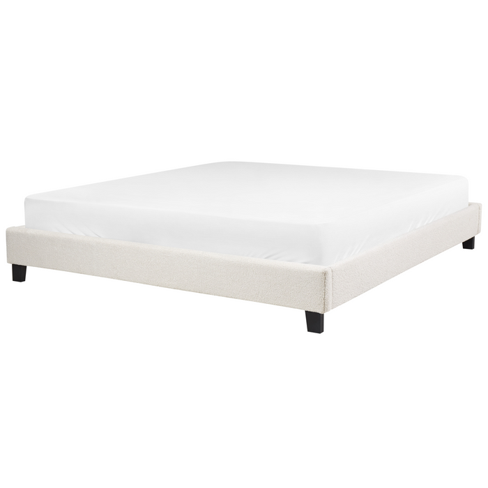 Beliani-ROANNE-Tweepersoonsbed-Lichtbeige-180 x 200 cm-Bouclé