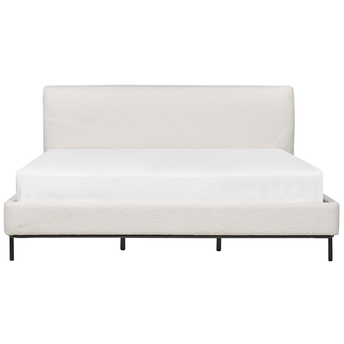 Beliani-CORIO-Tweepersoonsbed-Gebroken wit-180 x 200 cm-Bouclé