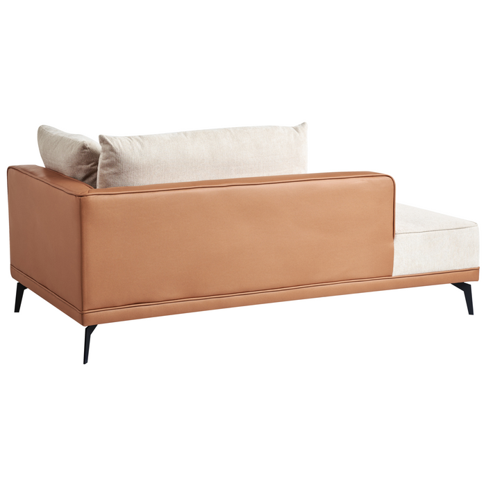 Beliani-MYKEN-Hoekbank-Lichtbeige-Rechtszijdig-Polyester|Kunstleer