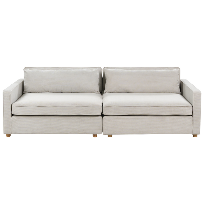 Beliani - VINSTRA - Driezitsbank - Lichtgrijs - Corduroy