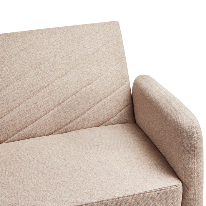 Beliani - SENJA - Slaapbank 3-zits - Lichtbruin - Kunstlinnen