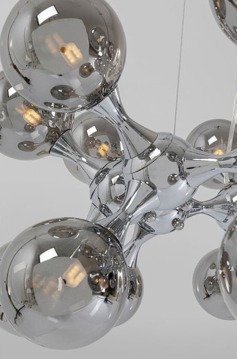 Kare Design Atomic Balls Hanglamp - Chroom|Zilver Glas