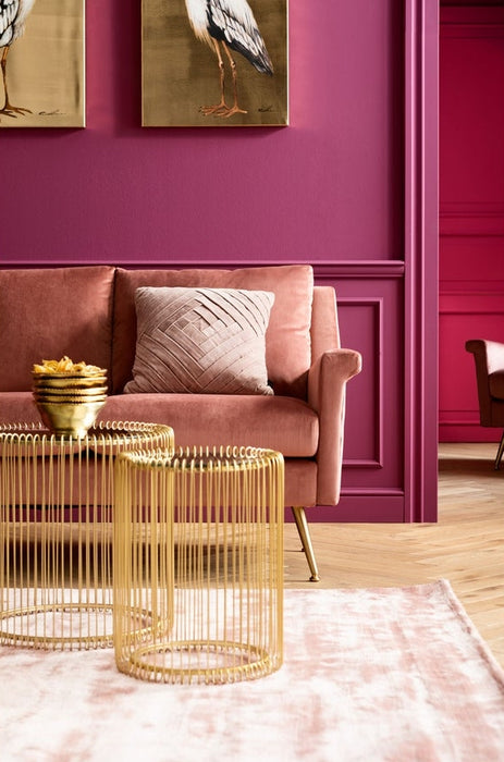 Kare Design Wire Bijzettafel Hoog - Set Van 2 - Messing Met Glas