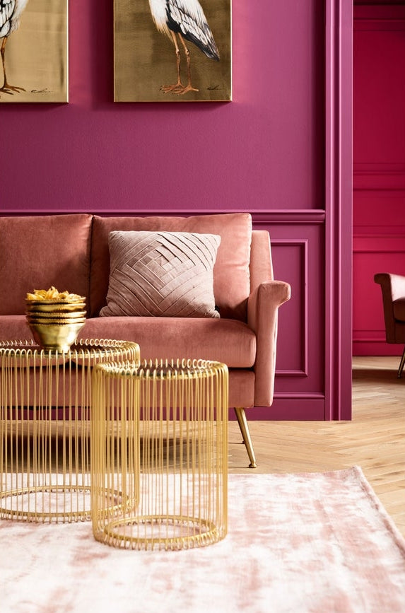 Kare Design Wire Bijzettafel Hoog - Set Van 2 - Messing Met Glas