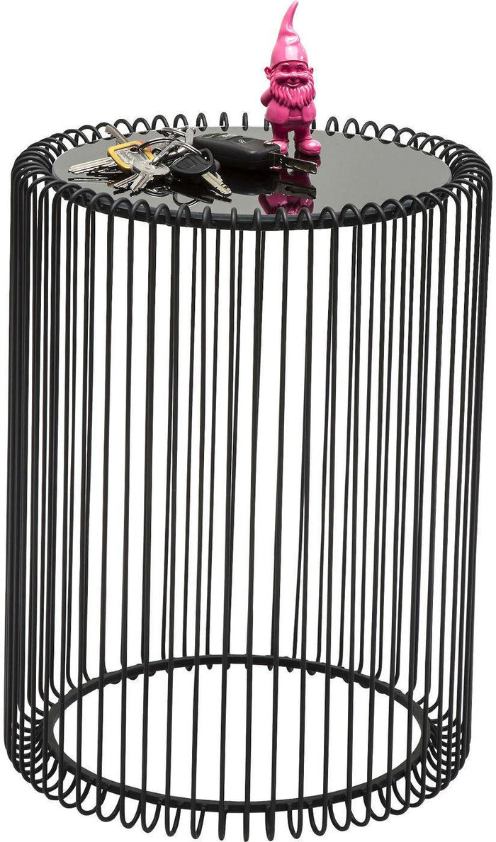 Kare Design Wire Bijzettafel Hoog - Set Van 2 - Zwart Met Glas
