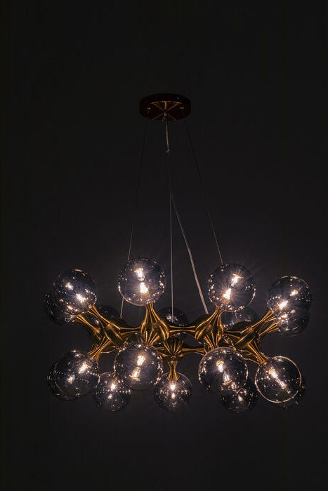 Kare Design Atomic Balls Hanglamp - Messing|Rookglas