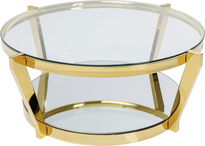 Kare Design Monocolo Ronde Salontafel 90 Cm - Glazen En Goudkleurig