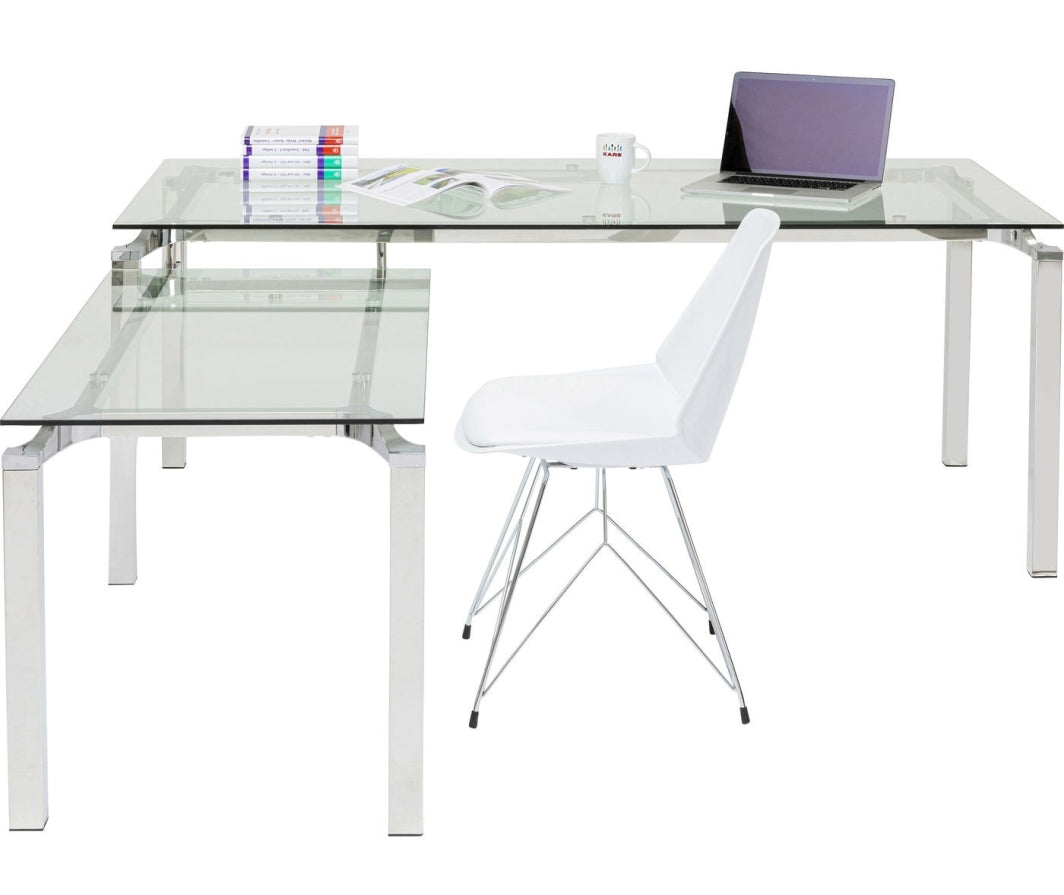 Kare Design Lorenco Hoekbureau - Glas En Chroom