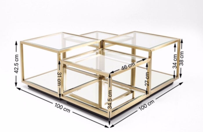 Kare Design Salontafel Luigi - Set Van 4 - Goud