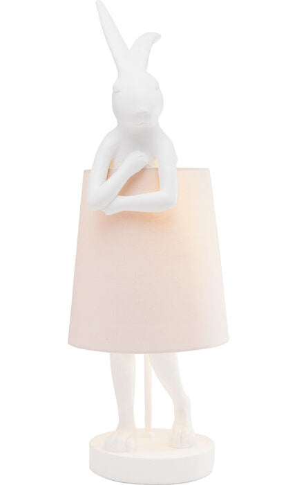 Kare Design Animal Rabbit Tafellamp - Wit|Lichtroze Lampenkap