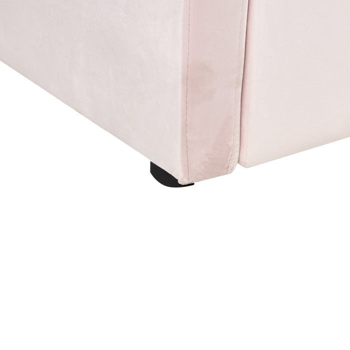 Beliani-EYBURIE-Onderschuifbed-Pastelroze-90 x 200 cm-Fluweel