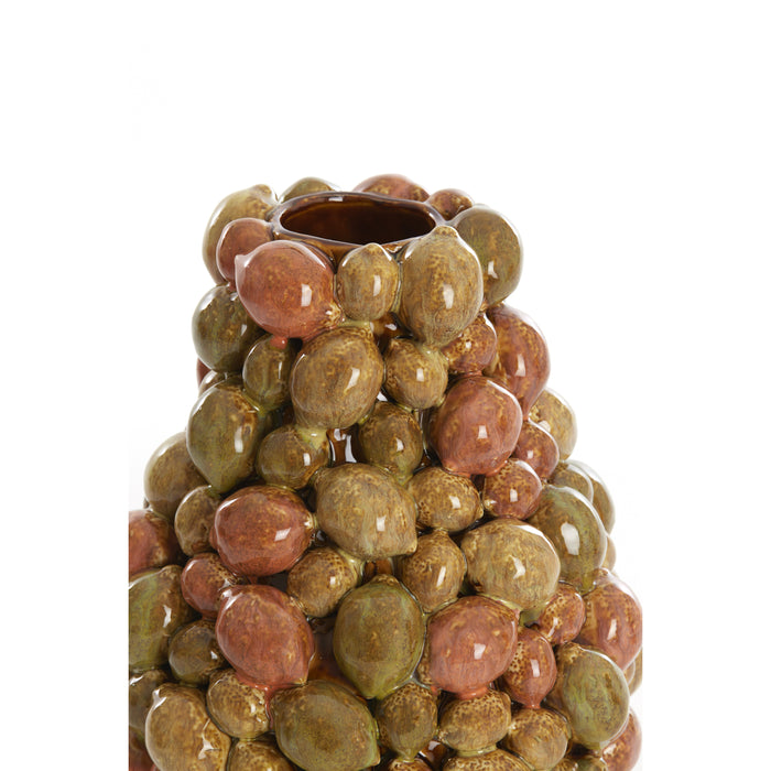 Light&living Vaas deco Ø23x27 cm CITRUS keramiek bruin-oranje+groen