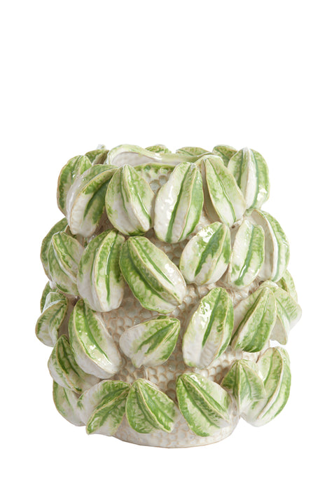 Light&living Vaas deco 32x31,5x36,5 cm CARAMBOLA keramiek crème+groen